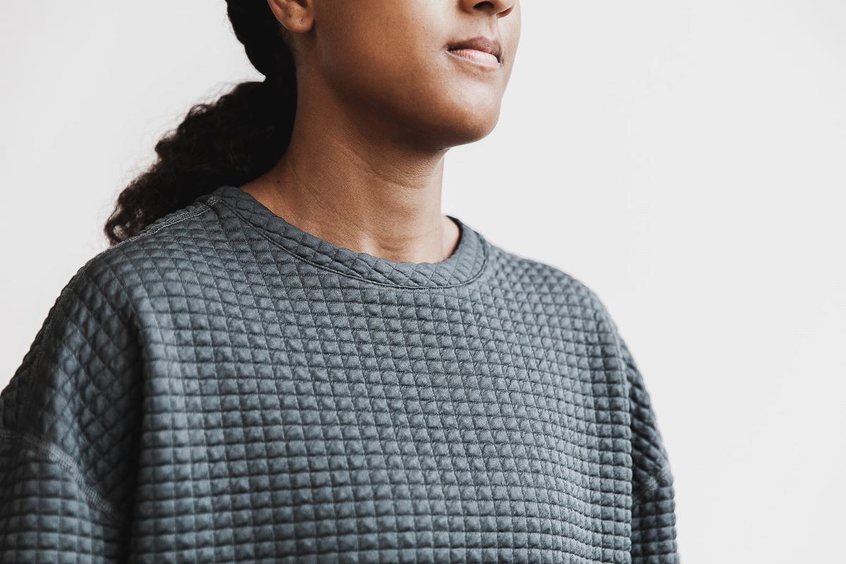 Nobull Quilted Crew Women's Pullover Dark Grey | Australia (CL6381)